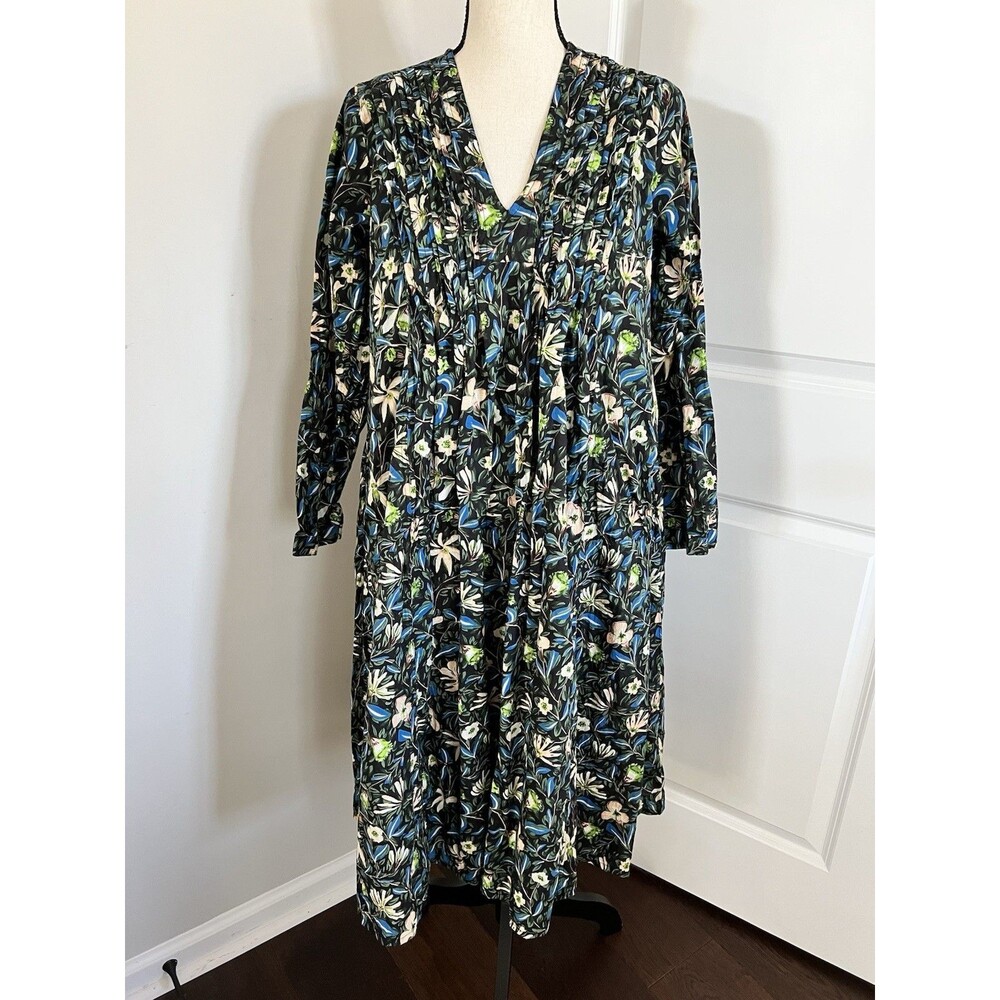 Dress Addict Cotton Floral Midi Dress Black And Blue Size XS EUC